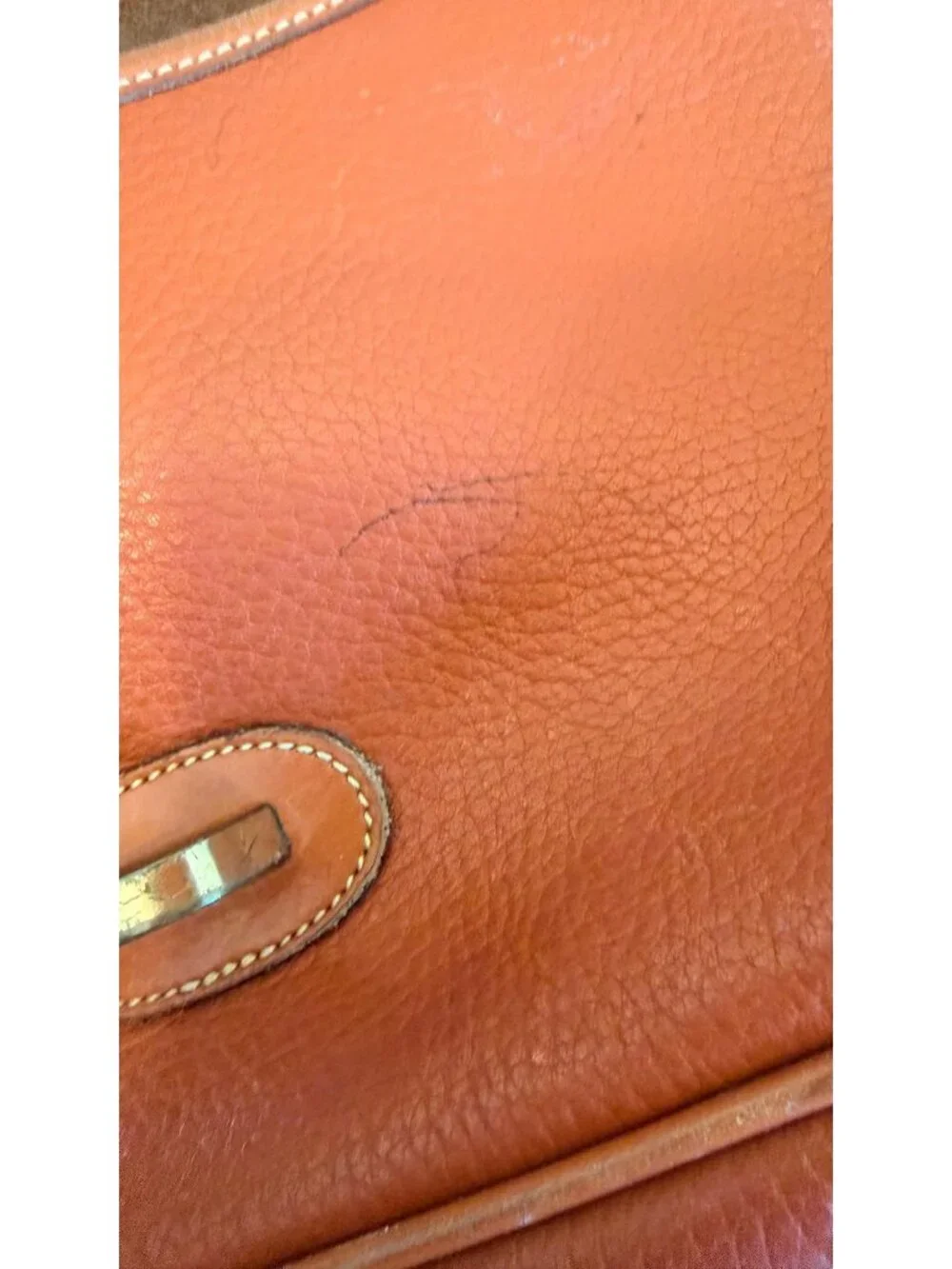 Vintage Dooney & Bourke Equestrian Crossbody Bag in British Tan Pebbled Leather